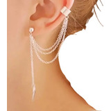 Brinco Corrente Prateado Ear
