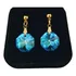 Brinco Cristal Swarovski Castanha Blue Boreal Folheado Ouro