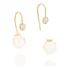Brinco De Gancho Com Zircônias E Pérolas Rommanel 526044 Cor Branco Com Perola