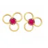Brinco De Ouro 18k Infantil Tricirculo Com Zircônia Tom Rubi
