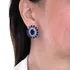 Brinco De Prata 925 Baguete Zircônia Flor Safira