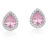 Brinco De Prata Princesa Gota Cristal Rosa Rosa Prata Rara