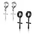 Brinco De Pressão Cruz Argola Kit Com 2 Pares Prata E Preto