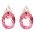 Brinco Em Ouro 18k 1,4cm Oval Com Pedras Cor Verde Esmeralda