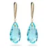 Brinco Em Ouro 18k 3,9cm Palito Gota Pedras Cor Topázio Azul