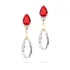 Brinco Em Ouro 18k Gota Fixa Pedrascor Rubi E Cristal Branco
