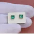 Brinco Em Ouro 18k Quadrado 0,6cm Com Pedras Cor Jade Verde