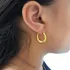Brinco Feminina Argola Aço Dourado Baleado Gravado