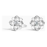 Brinco Feminino De Ouro18k Delicado Flor Diamantes 8mm Luxo