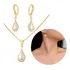 Brinco Feminino E Correntinha Perola Gota Pingente Folheado