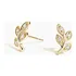 Brinco Feminino Folha Com Diamantes Brilhantes