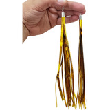 Brinco Fitas Metalizadas Dourado O Par Adereço Carnaval