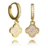 Brinco Flor Argola Click Cravejado Com Zircônias Feminino 