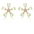 Brinco Flor Delicada Verde Zircônia Semijoia Banho Ouro 18 K