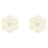 Brinco Flor Resina Branca