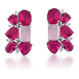 Brinco Flor Zirconias Rosa