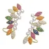 Brinco Floral  Colorido Cravejado Com Pérolas