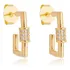 Brinco Folheado A Ouro 18k Retangulo Zircônia Cravejada