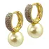 Brinco Folheado A Ouro Argola Cravejada Ping.pérola Gd. Cor Dourado