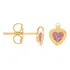 Brinco Folheado Ouro 18k Coração Pedra Rosa Adulto/infantil