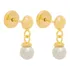Brinco Folheado Ouro 18k Infantil Pérola Pendurada Delicado Cor Dourado