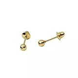 Brinco Infantil Bebê Ouro I8k 2.5mm Infantil Tarraxa Baby Antialérgico Bolinha Folheado Ouro I8k Bella Bijoux Deluxe