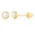 Brinco Infantil Pérola 3mm Natural Ouro 18k 750 Rococó Bebê