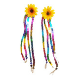 Brinco Lantejoulas Com Flor Girassol Bloquinho Carnaval
