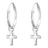 Brinco Masculino Argolinha Cruz Prata 950 Legítima Crucifix