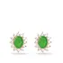 Brinco Ouro 18k 1,3cm Oval Pedras Naturais E Topázio Incolor