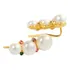 Brinco Ouro 18k 750 Ear Cuff Pérola Pedra Natural Degradê