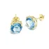 Brinco Ouro 18k Ponto De Luz Pedra Natural Topázio Azul 6mm