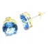 Brinco Ouro 18k Ponto De Luz Pedra Natural Topázio Azul 8mm