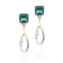 Brinco Ouro 18k Quadrado Cor Topázio London E Cristal Branco