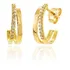 Brinco Ouro 18k Tipo Meia Argola Espelhada Zircônia Promoção