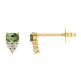 Brinco Ouro Mini Feminino Delicado Luxo Diamantes Esmeralda