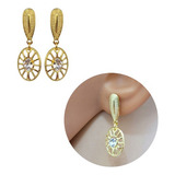 Brinco Oval Com Cristal