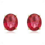 Brinco Oval Cristal Vermelho
