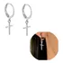 Brinco Par De Cruz Feminino Aço Inox Argola Cruz Pendurada