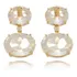 Brinco Pedra Oval Cristal Branco Banhado A Ouro 18k