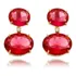 Brinco Pedra Oval Vermelho Rubenita Banhado A Ouro 18k