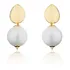 Brinco Perola Shell E Base Gota Folheado A Ouro Classico
