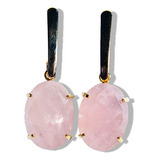 Brinco Quartzo Rosa Cabochao