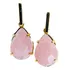 Brinco Quartzo Rosa Gema Facetada Pedra Natural Dourado