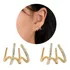 Brinco Quatro Pontas Ear Cuff Folhado Cravejado Com Zircônia