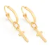 Brinco Rommanel Argola Com Cruz Pendurada Folheada - 520404 Cor Amarelo