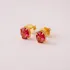 Brinco Semijoia Oval Cristal Vermelho Banhado A Ouro 18k 