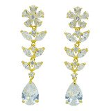 Brinco Semijoia Zircônia Flor Estrela Gota Akasaki Bc0988