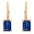 Brinco Trava Prata 925 Dourada Ouro 18k Retangular - Safira