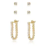 Brinco Trio Strass Cristal